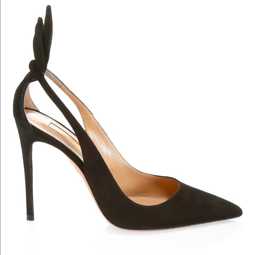Aquazzura Bow Back Deneuve Pump 105 size 8, floor model light wear on sole